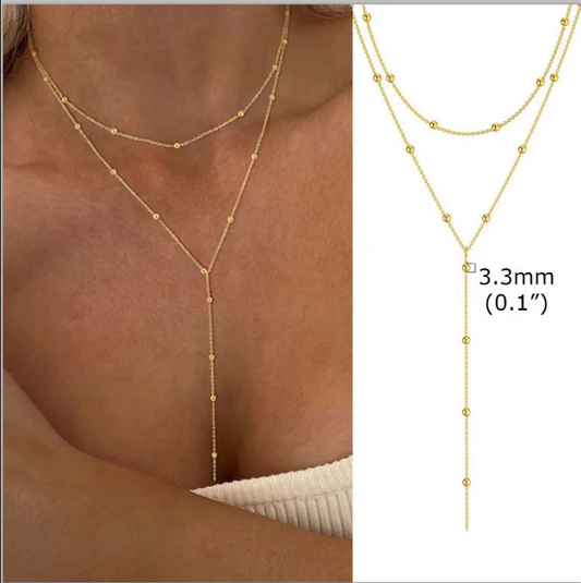 Collier Blouni Plaqué Or – Chaîne Fine en Y avec Pendentif