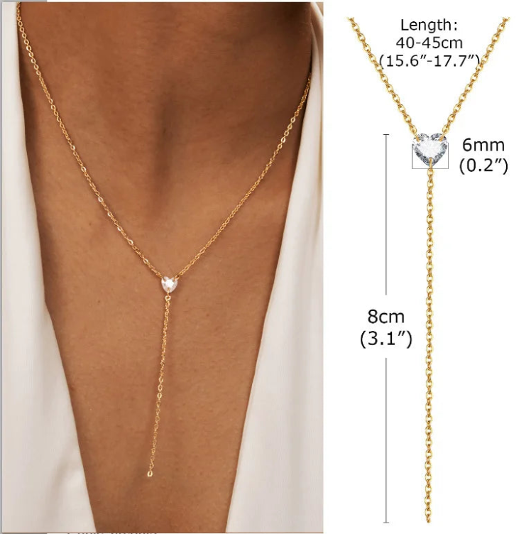 Collier Blouni Plaqué Or – Chaîne Fine en Y avec Pendentif